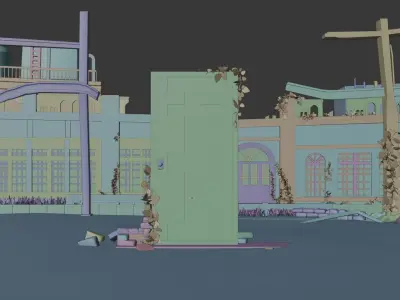 Suzume abandoned building scene 3D model