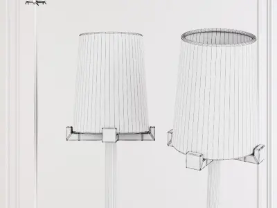 RH PAUILLAC FLOOR LAMP Fabric shade and Black 3D model