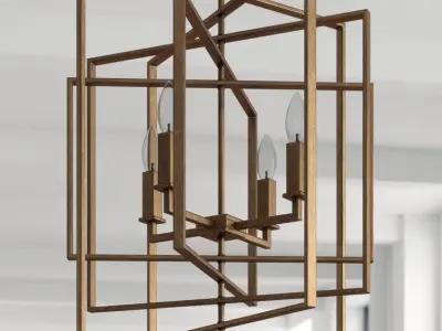 Yarnell 4 - Light Lantern Geometric Chandelier - 3 colour 3D model