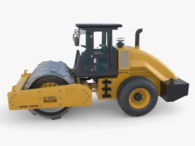 Road roller V6 Low-poly 3D model