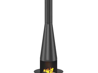 Round Metal Fireplace 1 3D model