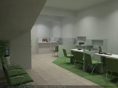 Bank Agency Interior Scene 3D model