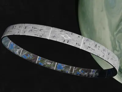 Country sized rotating space habitat 2 types with 4 gas giants 3D Model Pack