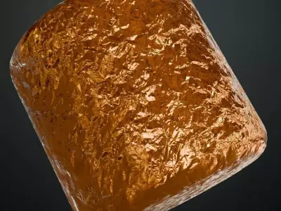 Wrinkled Copper Metallic Foil Texture PBR Seamless Texture