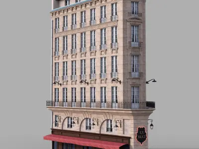 Parisian corner facade 3D model
