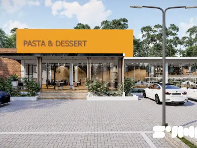 LUMION SCENE CAFE PASTA AND DESSERT 3D model