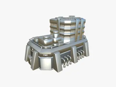 SciFi Hospital A08 Metallic - Sci Fi Exterior Design Low-poly 3D model