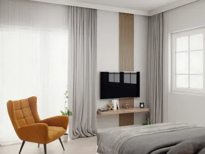 Modern minimalist bedroom 3D model