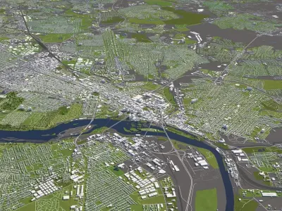Richmond Virginia USA 50x50km 3D model