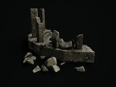 Mystic stone ruins Low-poly 3D model