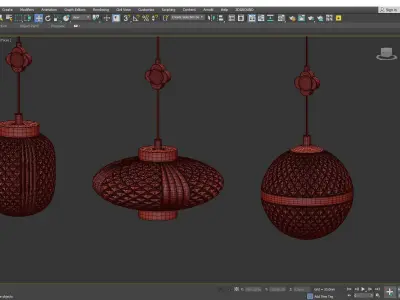 LUARA group of brass and glass pendant lights Low-poly 3D model