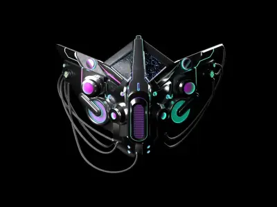 Sci-Fi Facemask Cyberpunk Low-poly 3D model