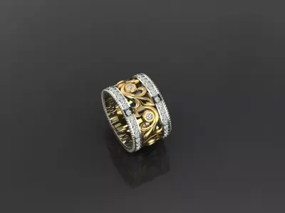 Bold Women Ring with Large Floral Design and Elegant Details 3D print model