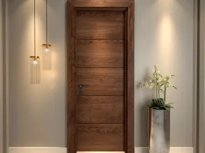 group of 7 wooden doors 3D model