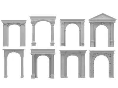 Arched facade columns doorway pilaster 2 3D model