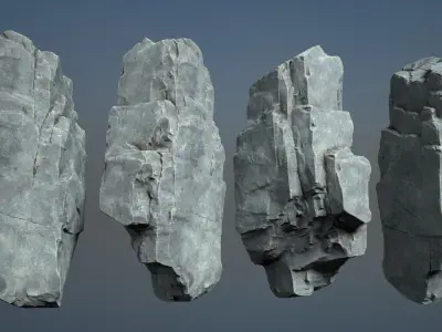 6 Modular Cliff Rocks - 240804 Low-poly 3D model