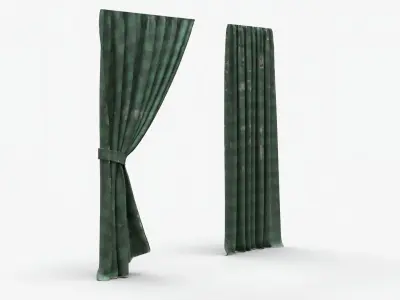 4K Damaged Old Curtain 3D model