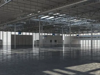 Warehouse 8 industrial building with roof 3D model