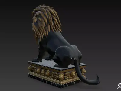 Lion Statue V31  Low-poly 3D model