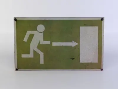 Green exit sign Low-poly 3D model