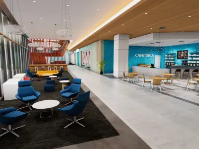 Lobby Cafe Low-poly 3D model