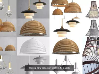 suspension lamp collection set 01 3D Model Pack