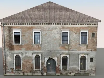 Low Poly Apartment Building Venice 001 3D Model Low-poly 3D model