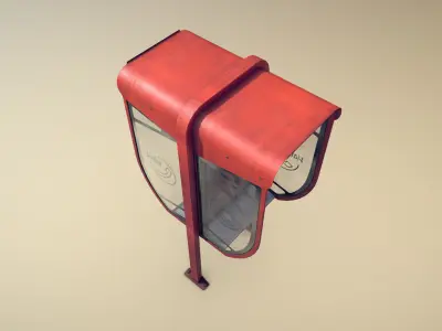 NoviSad PhoneBooth double RED Low-poly 3D model