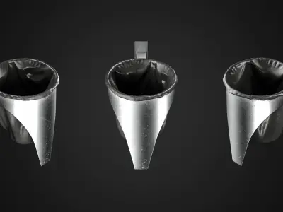 Empty Wall-mounted Trashcan Low-poly 3D model