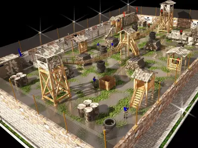 3D paintball site with full details and real scale one by one 3D model