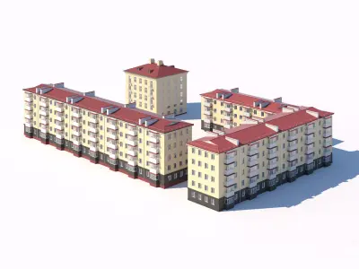 Residential Soviet-Style Apartment Block 3D model