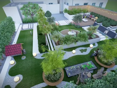 Backyard Landscape Design 3D Model  3D model