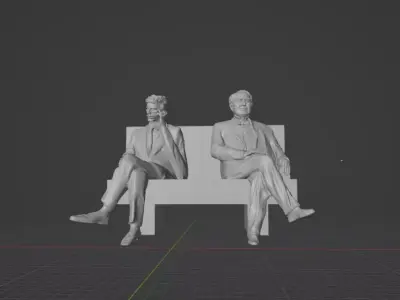 Edison and Tesla Statue 3D print model