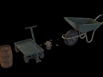 Street asset pack Low-poly 3D model