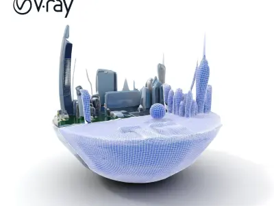 Futuristic Urban Cityscape Model Pack Low-poly 3D model