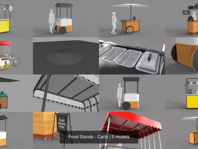 Food Stands - Carts 3D Model Pack