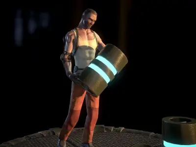 SciFi Worker Low-poly 3D model