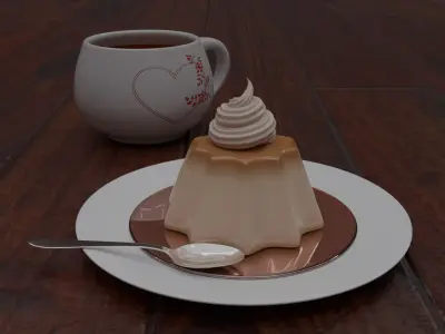 Pudding still life 3D model  3D model