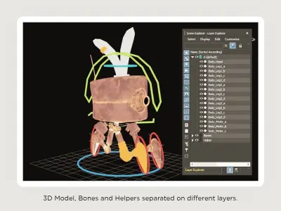 Crawler Robot Rigged Low-poly 3D model