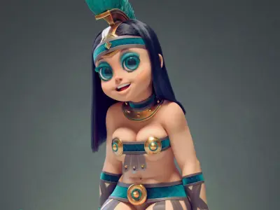 Gladiator cartoon Anime Girl Low-poly 3D model