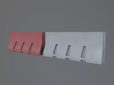 Modular Plastic Traffic Barrier Low-poly 3D model