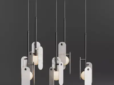 Studio M - Megalith 5 lights Pendant Various Stone 3D model