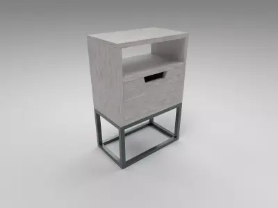 Modern bedside table light brown Low-poly 3D model