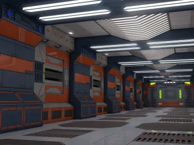 Sci Fi Corridor  3D model 8