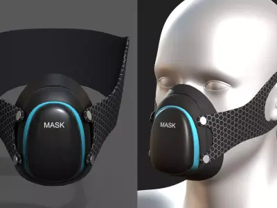 Gas mask protection isolated futuristic  Low-poly 3D model