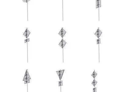 trafficsigns road signs on sticks - Free 3D model