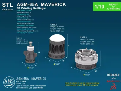 AGM-65A Maverick - Scale 1-10 3D print model