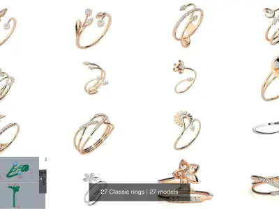 27 Classic rings 3D Model Pack