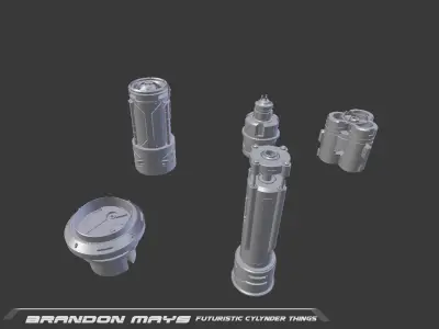 Kitbash CAD sci-fi cylinders 3D model