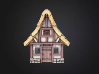 Rustic Medieval Cottage Low-poly 3D model